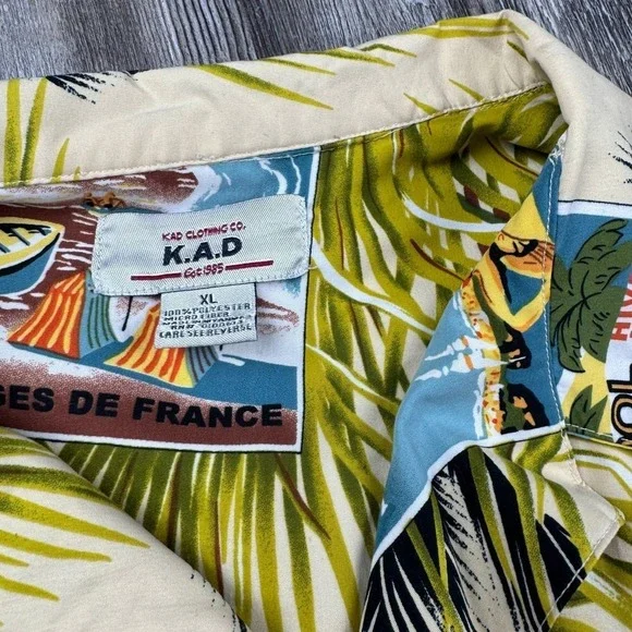 KAD Clothing Company Men's XL Short Sleeve Button Up Tropical Print Vintage Y2K - Picture 2 of 6
